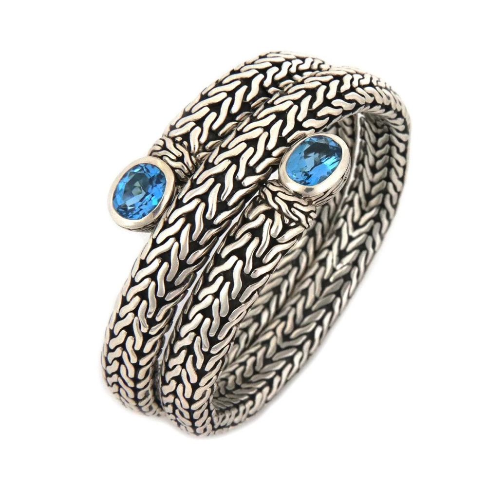 John Hardy Retired Blue Topaz Coil Bracelet